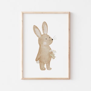 Poster bunny bouquet of flowers A4 children's poster poster children's room poster baby gift girl gift boy poster children animal poster