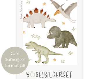 Bügelbilderset A6 Dinosaurier | Bügelbild Bagger Bügelpatches Bilder zum aufbügeln Aufnäher Patches Bügelbilder Jungs Bügelbild Hej Hanni