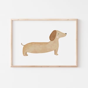 Poster Dackel quer A4 Kinderposter Poster Kinderzimmer Poster Baby Mädchen Poster Kinder Jungs Deko Kinderzimmer Tierposter Hundeposter