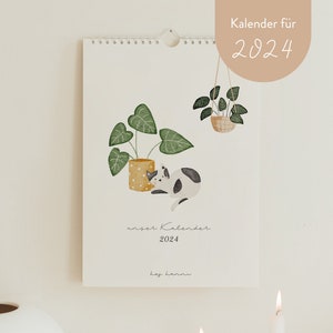 Couple calendar 2024 A4 cat | Calendar 2024 family planner 2024 illustrated calendar 24 family calendar wall calendar planner cat