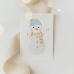 Minikarte Weihnachten Schneemann A7 | Postkarte Weihnachten Karte Weihnachtskarte Familien Weihnachtsgeschenk Kinder Mädchen Junge Karte