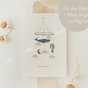 Ansichtkaart Hello Baby A6 - Geboortekaart Ansichtkaart Baby Geboortecadeaukaart Twins Card Moeder Geboortekaart Geboorte Baby