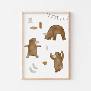 Poster Bear Yoga A4 Children's Poster Poster Children's Room Poster Baby Gift Girl Gift Boy Poster Children Animal Poster