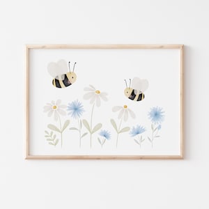 Poster Bee Cornflowers A4 Children's Poster Poster Children's Room Poster Baby Gift Girls Poster Children Boys Decoration Children's Room Animal Poster