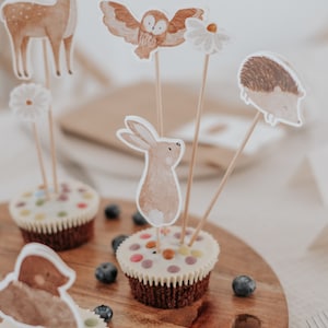 Caketopper Waldtiere | Geburtstagsdeko Kindergeburtstag Geburtstag Kuchendekoration Tischdeko Kindergeburtstag Reh Igel Geburtstagskuchen