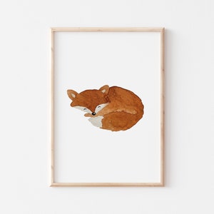 Poster Fuchs schlafend A4 Kinderposter Poster Kinderzimmer Poster Baby Geschenk Mädchen Geschenk Junge Poster Kinder Tierposter