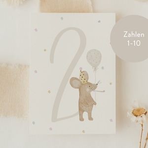 Postkarte Geburtstag Zahlen 1-10 Maus A6 - Geburtstagskarte Karte Geburtstagskind Zahlenkarte Geburtstagskarte Kinder Kindergeburtstag Karte