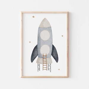 Poster Space A4 A3 Children's Poster Space Poster Children's Room A3 Poster Space Rocket Astronaut Poster Animal Poster Bear Mouse Vehicles