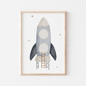 Poster Space A4 A3 Children's Poster Space Poster Children's Room A3 Poster Space Rocket Astronaut Poster Animal Poster Bear Mouse Vehicles