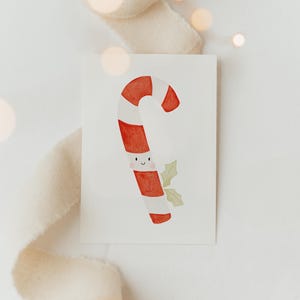 Minikarte Weihnachten Zuckerstange A7 | Postkarte Weihnachten Karte Weihnachtskarte Familien Weihnachtsgeschenk Kinder