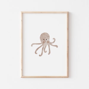 Poster Krake Meerestiere A4 A3 Kinderposter Poster Kinderzimmer Poster Baby Geschenk Mädchen Geschenk Junge Poster Kinder Tierposter Oktopus
