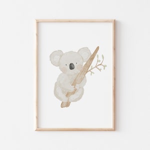 Poster Australien Koala A4 Kinderposter Poster Kinderzimmer Poster Baby Geschenk Mädchen Geschenk Junge Poster Kinder Tierposter