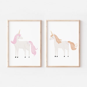 Posterset Einhorn orange rosa A4 Kinderposter Poster Kinderzimmer Poster Geschenk Poster Kinder Einhornposter Deko Kinderzimmer Poster