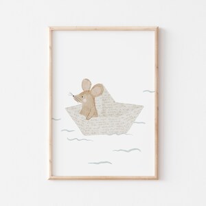 Poster Maus Bootstour A4 A3 Kinderposter Poster Kinderzimmer Poster Baby Geschenk Mädchen Geschenk Junge Poster Kinder Tierposter