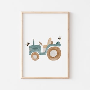 Farm poster A4 & A3 children's poster tractor children's room poster baby gift boy poster children animal poster farm animals