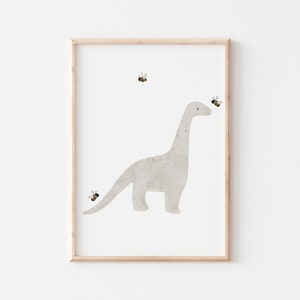 Poster Dino beige A4 Kinderposter Poster Kinderzimmer Poster Baby Geschenk Mädchen Geschenk Junge Poster Kinder Tierposter
