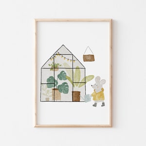 Poster Plant House Mouse A4 & A3 Children's Poster Poster Children's Room Poster Baby Gift Girl Gift Boy Poster Children Animal Poster