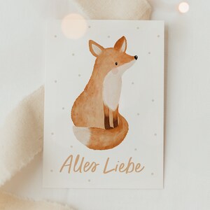 Postkarte Geburtstag Fuchs A6 Karte Deko Postkarte Kinder Postkarte Geburtstag Geburtstagskarte Geburtstagsgeschenk Tier erster Geburtstag