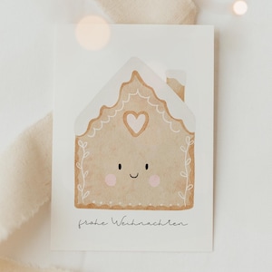 Kerstkaart peperkoekhuisje A6 | Ansichtkaart Kerstkaart Kerstkaart aquarel Kerstkaarten set Kerstcadeau