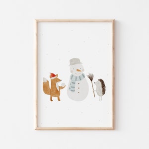 Weihnachtsposter Schneemann A4 Kinderposter Poster Kinderzimmer Deko Weihnachtsposter Weihnachtsgeschenk Poster Kinder Weihnachtsdeko
