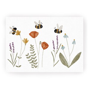 Postkarte Wildblumen und Hummeln A6 Karte Kindergeburtstag Postkarte Kinder Postkarte Geburtstag Geburtstagskarte Geburtstagsgeschenk Bild 2