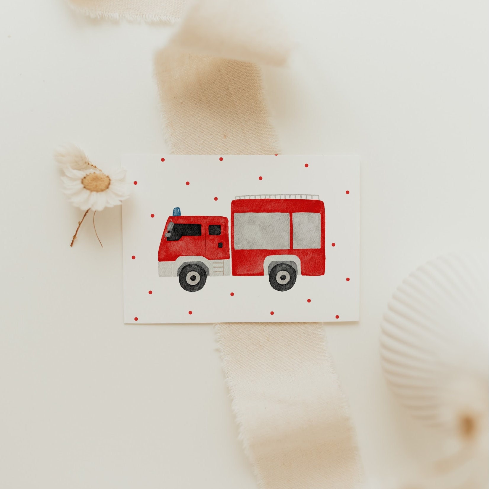 Mini card fire brigade A7 | Mini card small card small postcard children card gift gift tag gift wrapping gift paper