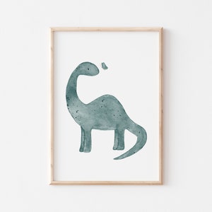Poster Dino blau A4 Kinderposter Poster Kinderzimmer Poster Baby Geschenk Mädchen Geschenk Junge Poster Kinder Tierposter