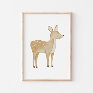 Poster Waldtiere Reh A4 & A3 Kinderposter Poster Kinderzimmer Poster Baby Geschenk Mädchen Geschenk Junge Tierposter Eule Reh Maus