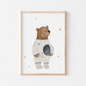 Poster Space A4 A3 Children's Poster Space Poster Children's Room A3 Poster Space Rocket Astronaut Poster Animal Poster Bear Mouse Vehicles