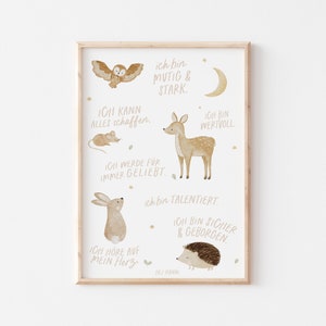 Poster Affirmationen Waldtiere A4 Kinderposter Poster Kinderzimmer Poster Baby Geschenk Mädchen Poster Kinder Affirmationsposter Kinder