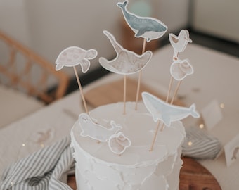 Créatures marines de gâteau | Décoration d'anniversaire pour enfants, 1er anniversaire, décoration de gâteau, décoration de table, anniversaire d'enfant, gâteau d'anniversaire pour enfants