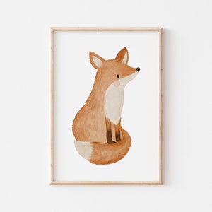 Poster Fuchs sitzend A4 Kinderposter Poster Frühling Kinderzimmer Poster Baby Geschenk Poster Kinder Jungs Deko Kinderzimmer Tierposter Wald