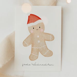 Weihnachtskarte Lebkuchenmann A6 | Postkarte Weihnachten Karte Weihnachtskarte aquarell Weihnachtskarten Set Weihnachtsgeschenk