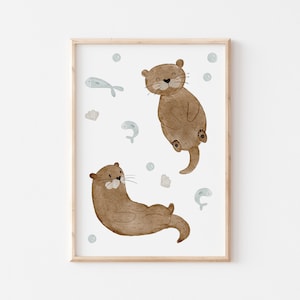 Poster Otter A4 & A3 | Kinderposter Poster Kinderzimmer Poster Baby Geschenk Mädchen Geschenk Junge Poster Kinder Tierposter