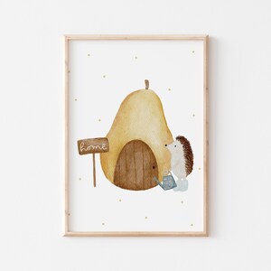 Poster Birnenhaus A4 Kinderposter Poster Kinderzimmer Herbstposter Kinder Poster Herbst Geschenk Junge Poster Kinder Tierposter Poster Igel
