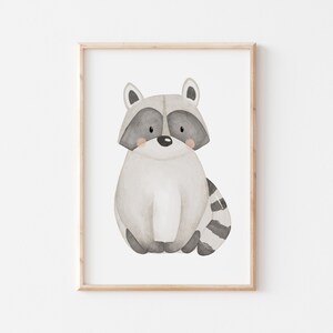 Poster Waschbär A4 Kinderposter Poster Frühling Kinderzimmer Poster Baby Geschenk Poster Kinder Deko Kinderzimmer Tierposter Waldtiere