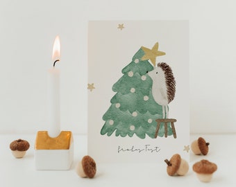 Christmas Card Hedgehog Christmas Tree A6 | Postcard Christmas Card Christmas Card Watercolor Christmas Card Set Christmas Gift Kids