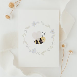 Postkarte Biene Kranz A6 Karte Frühling Deko Ostern Postkarte Kinder Postkarte Geburtstag Geburtstagskarte Geburtstagsgeschenk Tier Karte