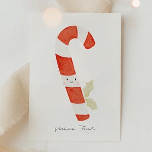 Weihnachtskarte Zuckerstange A6 | Postkarte Weihnachten Karte Weihnachtskarte aquarell Weihnachtskarten Set Weihnachtsgeschenk