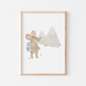 Poster Maus Wanderung A4 A3 Kinderposter Poster Kinderzimmer Poster Baby Geschenk Mädchen Geschenk Junge Poster Kinder Tierposter