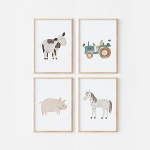 Posterset Bauernhof A4 & A3 Kinderposter Poster Kinderzimmer Bauerhoftiere Kinderbild Bauernhof Traktor Bild Bilder Bauernhof Tier