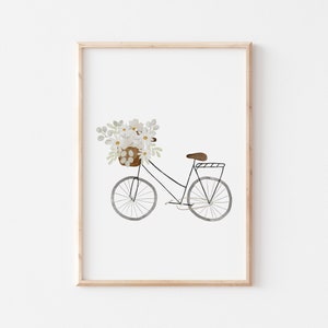 Poster Bicycle Flowers A4 Children's Poster Poster Children's Room Poster Baby Gift Girl Gift Boy Poster Children Animal Poster Flower Picture