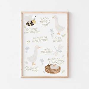 Kinderposter A4 Affirmationen Tiere | Kinderzimmerposter für Jungs und Mädchen Deko Babyzimmer Babyposter Geschenk zur Geburt