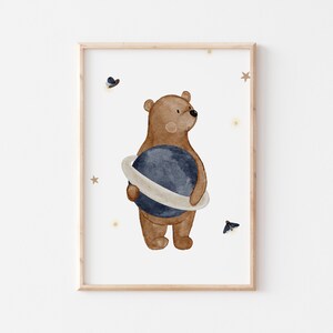 Poster Bär Planet A4 & A3 Kinderposter Poster Kinderzimmer Poster Baby Geschenk Mädchen Geschenk Junge Poster Kinder Tierposter