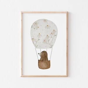Poster Heißluftballon Maulwurf A4 Kinderposter Poster Kinderzimmer A3 Poster Baby Geschenk Geschenk Junge Poster Kinder Tierposter