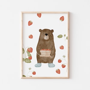 Poster Earth Bear A4 A3 Children's Poster Poster Children's Room A3 Poster Baby Gift Girl Spring Poster Earth Bear Picture Poster Children Animal Poster