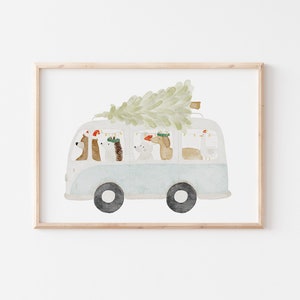 Weihnachtsposter Tierbus Weihnachten A4 Kinderposter Poster Kinderzimmer Deko Weihnachtsgeschenk Poster Kinder Weihnachtsdeko