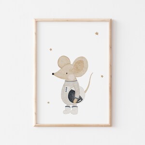 Poster Weltraum Maus A4 A3 Kinderposter Weltraum Poster Kinderzimmer A3 Poster Weltall Rakete Astronaut Poster Tierposter Bär Maus Fahrzeuge