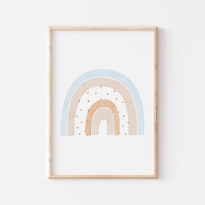 Poster Regenbogen beige blau A4 & A3 Kinderposter Poster Frühling Kinderzimmer Poster Baby Geschenk Poster Kinder Jungs Deko Kinderzimmer