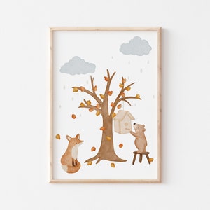 Poster Herbst A4 Jahreszeiten einzeln und im Set Lernposter für Kinder Kinderposter Frühling Kinderzimmer Poster Herbst Sommer Poster Wetter